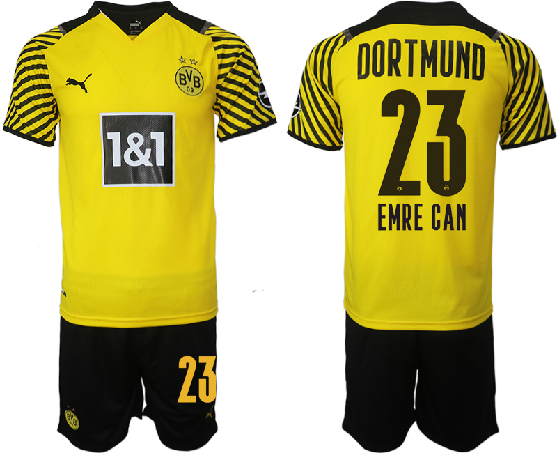 Men 2021-2022 Club Borussia Dortmund home #23 yellow Soccer Jersey